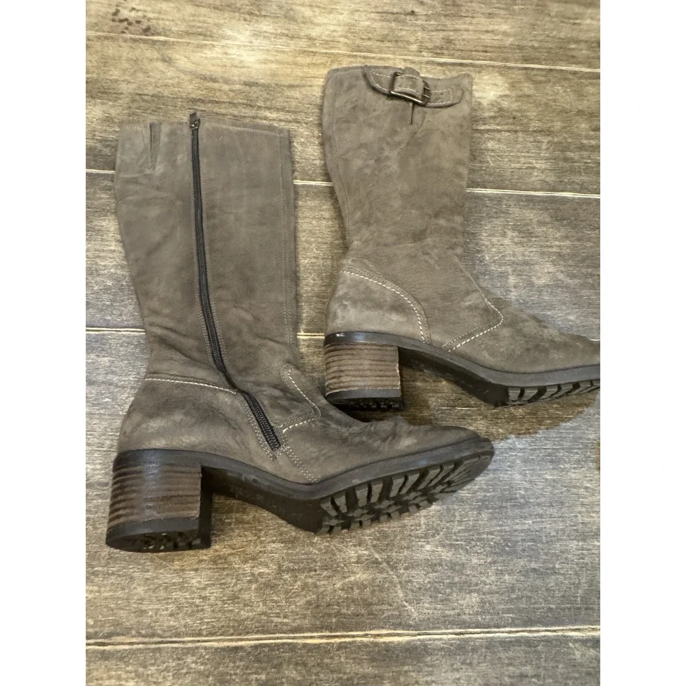 Paul Green Kendra Women Knee High Riding Boot Size 5 US 7.5 Leather Brown Buckle